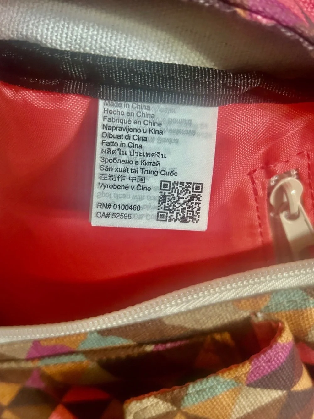KAVU Sling Bag Multicolor Pink Brown Geometric